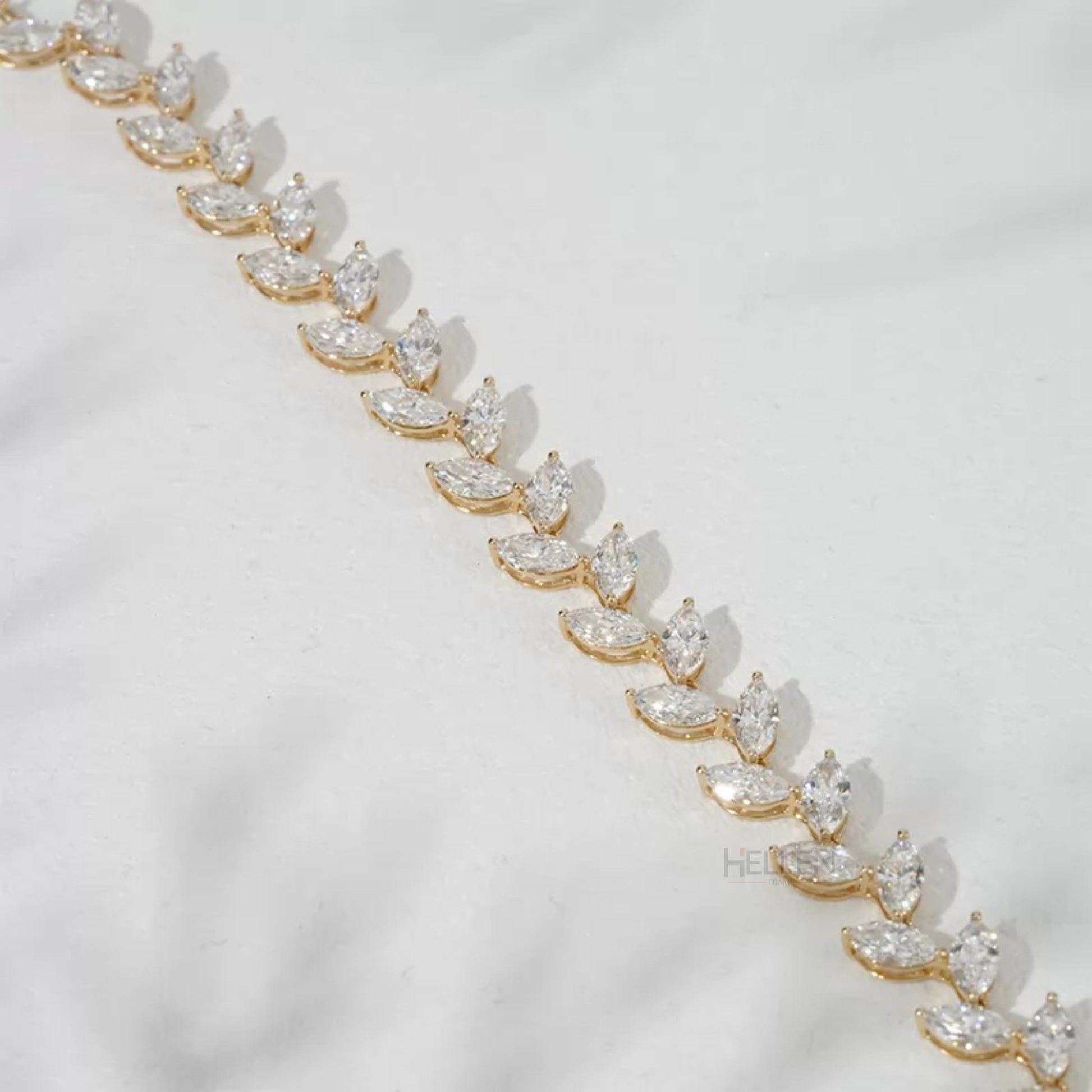 Loose tennis bracelet with marquise leaf-style moissanite – graceful and unique jewelry for weddings or special occasions