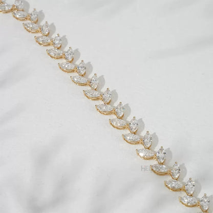 Loose tennis bracelet with marquise leaf-style moissanite – graceful and unique jewelry for weddings or special occasions