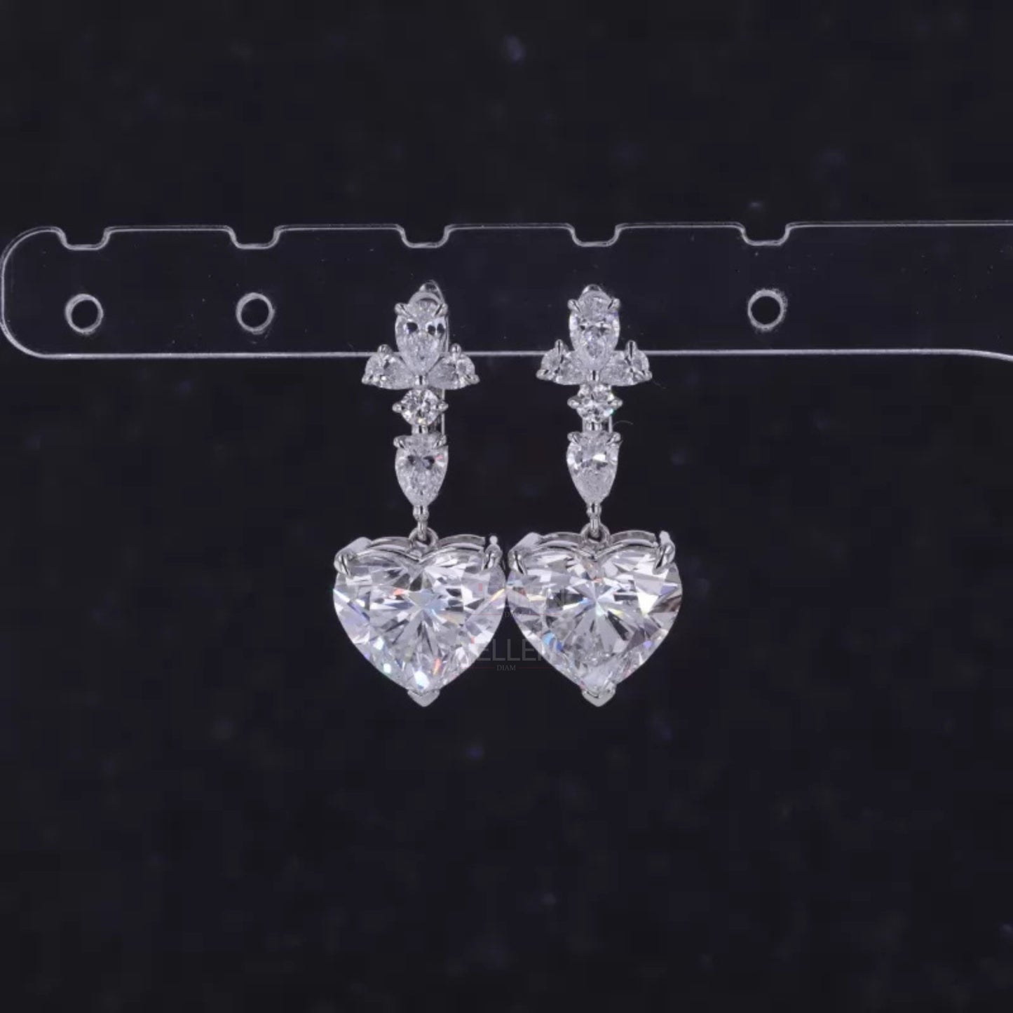 Heart cut moissanite drop earrings in elegant 925 sterling silver – romantic dangle earrings for women, perfect for weddings, gifts, or special occasions