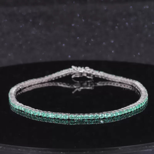 Green Round Semi Precious Gemstone Tennis Bracelet