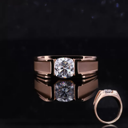 Cushion cut moissanite men’s engagement ring with matte finish – modern and masculine statement ring