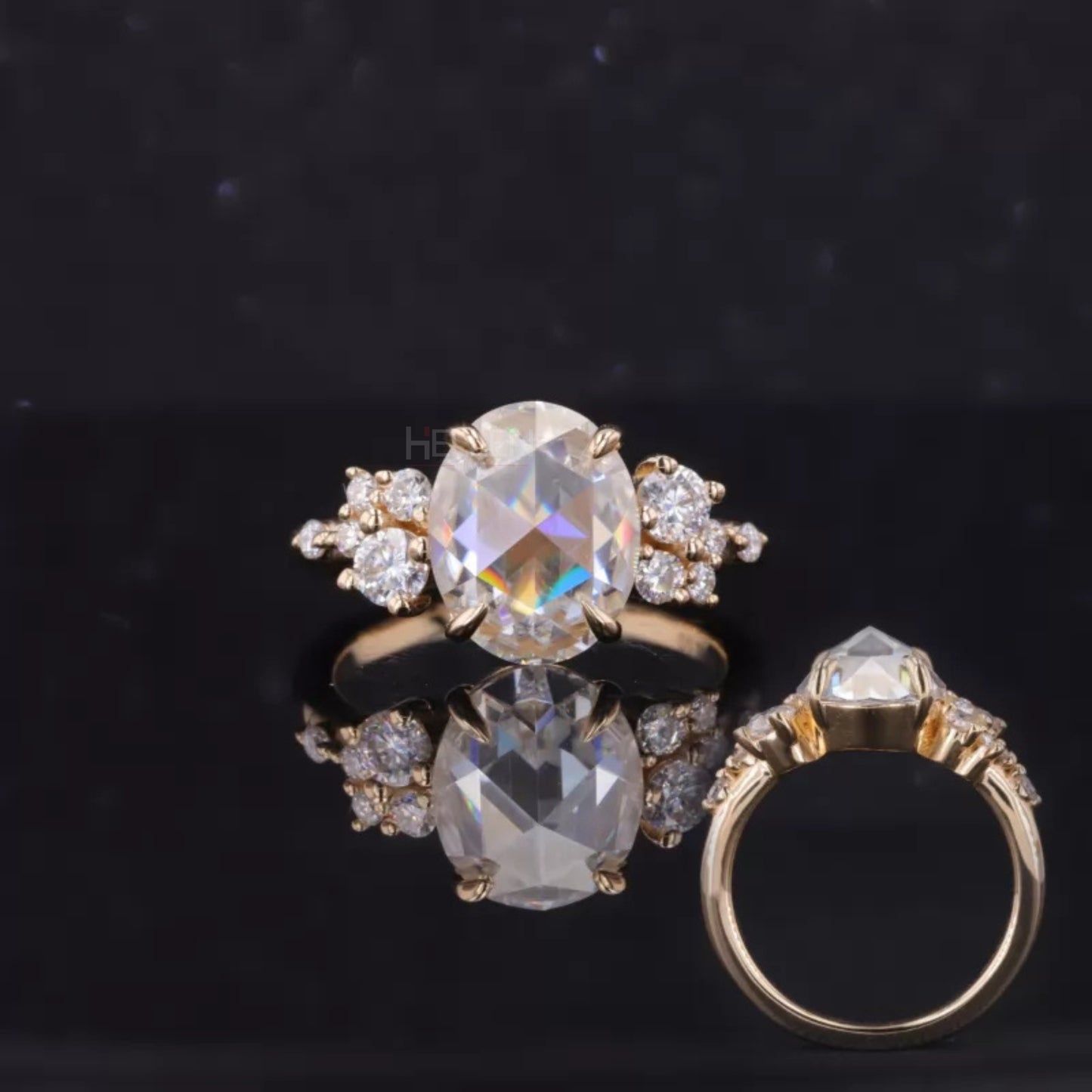 Modern upside-down oval cut moissanite engagement ring with unique modified setting – bold and contemporary bridal jewelry

Modern upside-down oval cut moissanite engagement ring with unique modified setting – bold and contemporary bridal jewelry

