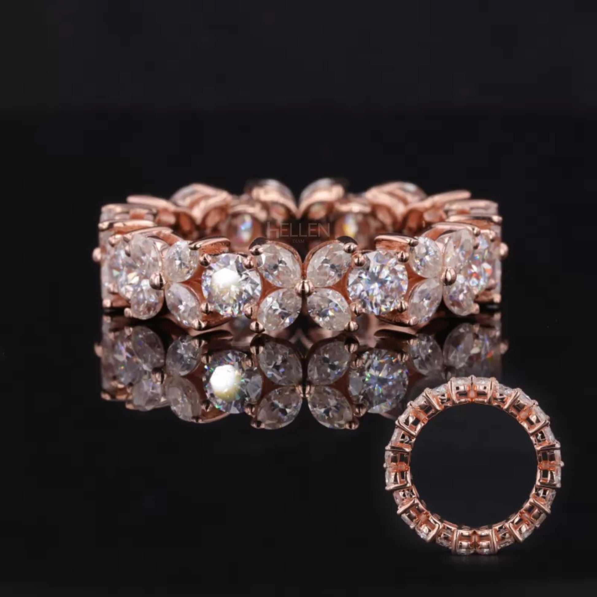 XO-style eternity wedding band with alternating marquise and round moissanite – romantic design with unique rhythm