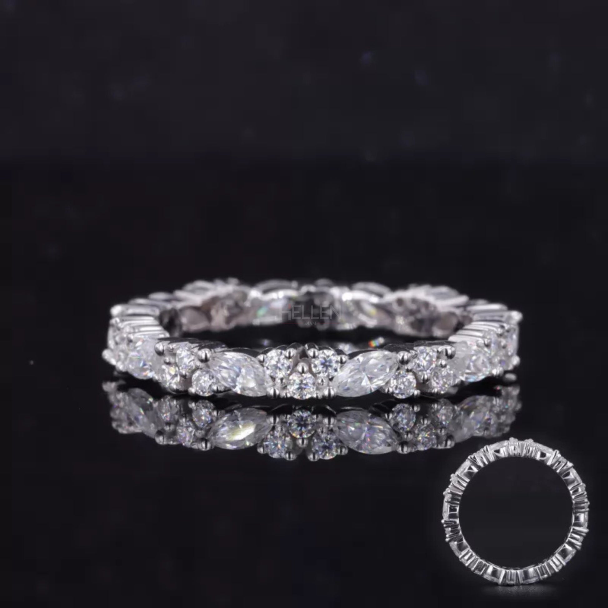 925 silver eternity band with alternating marquise and round moissanite – elegant XO-inspired design