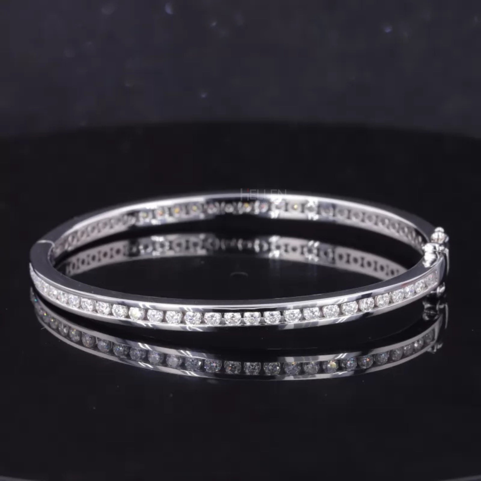 Full channel setting moissanite bangle bracelet with round cut stones – sleek and elegant luxury wristwear