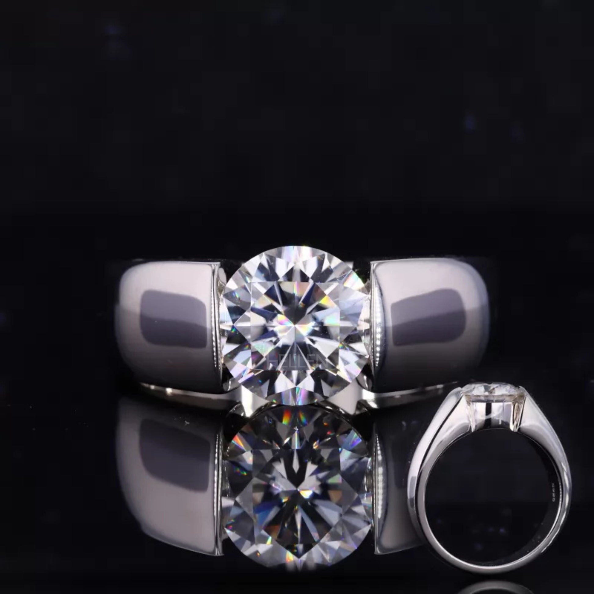 Men’s round cut moissanite solitaire engagement ring – bold, classic, and refined masculine design