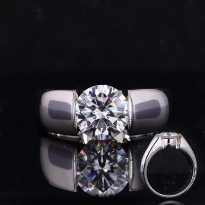 Men’s round cut moissanite solitaire engagement ring – bold, classic, and refined masculine design
