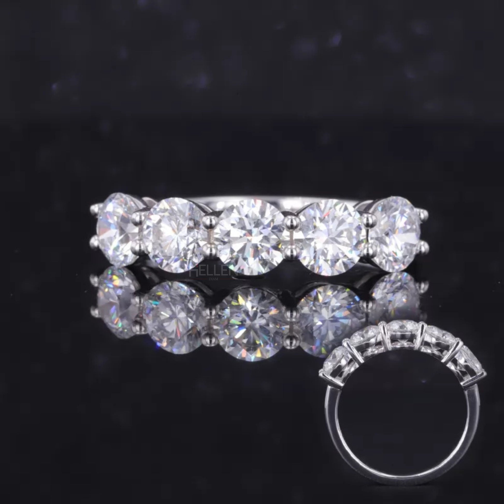 Anniversary band with five round moissanite stones – sparkling symbol of milestones and memories