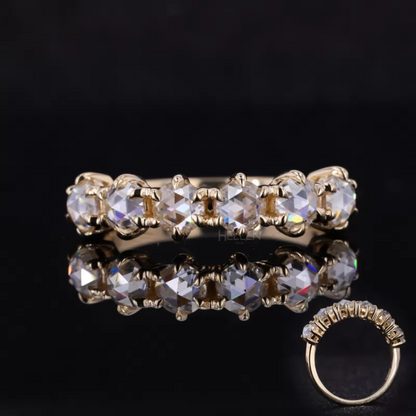 Rose cut moissanite ring with upside-down setting – artistic and modern twist on a classic style