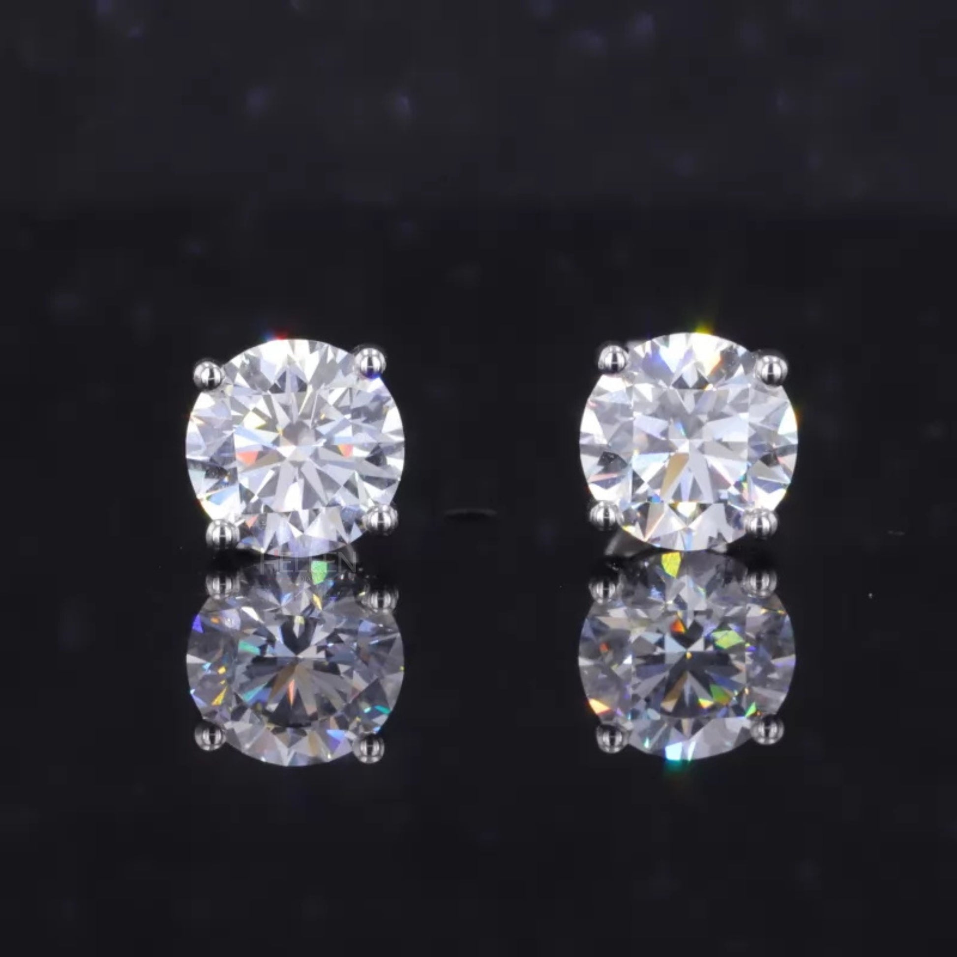 Sterling silver stud earrings with brilliant round moissanite – everyday solitaire sparkle with classic appeal