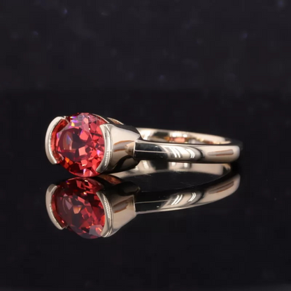 East to West Oval Cut Garnet Gemstone Solitaire Engagement Ring