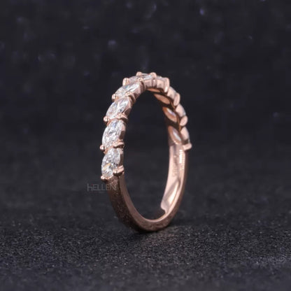 Half Eternity Band With Marquise Shape Moissanite
