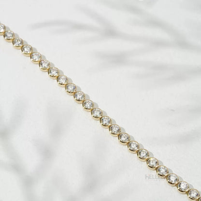 Round Cut Moissanite Bezel setting Must Have Tennis Bracelet