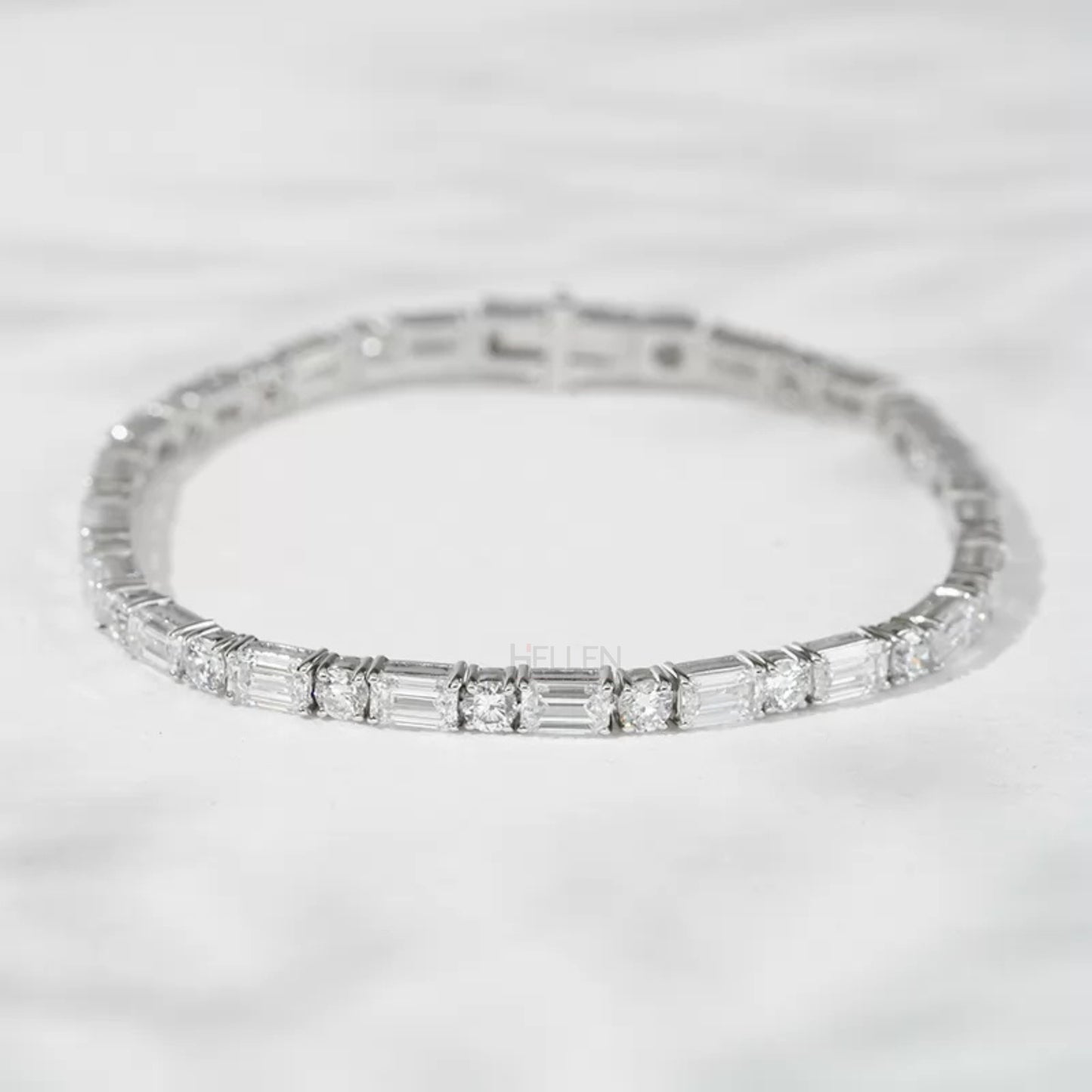East to West Emerald & Round Cut Tennis Bracelet – 925 Sterling