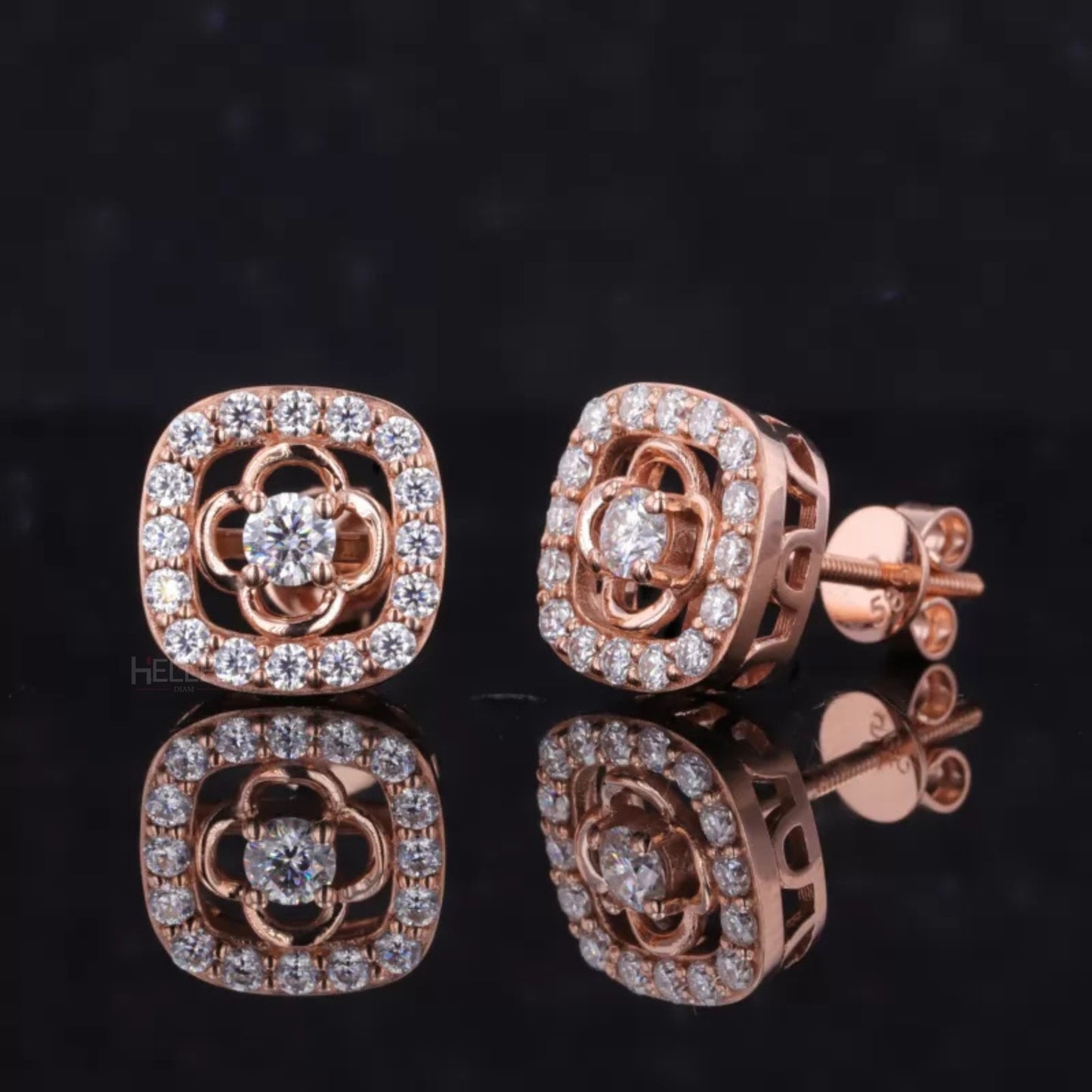 Round Cut VVS Moissanite Halo Studs for Everyday 925 Silver
