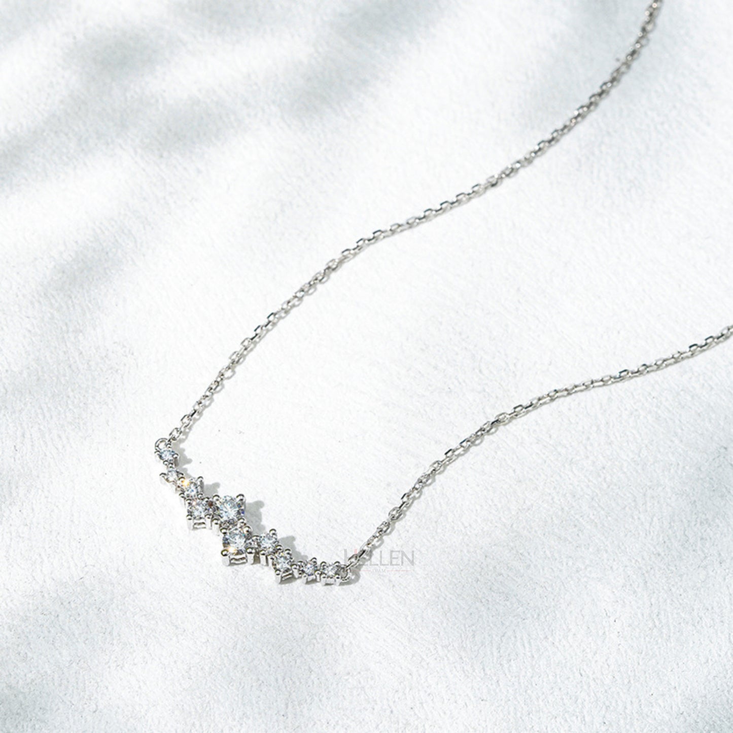 Uneven Round Moissanite Layered Necklace with Anker Chain