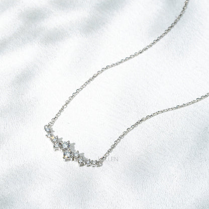 Uneven Round Moissanite Layered Necklace with Anker Chain
