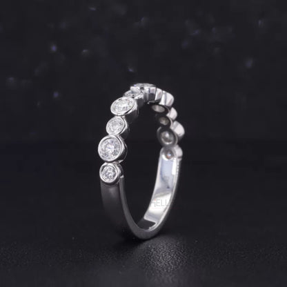 Round cut Bezel setting Moissanite sterling silver Anniversary Band