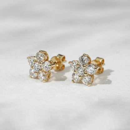 Floral Cluster 925 Silver Moissanite Studs
