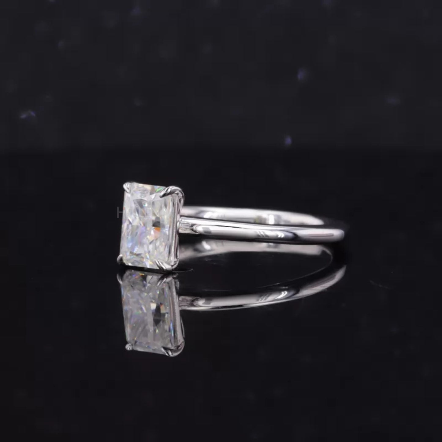 Radiant Cut  Moissanite Tiger Prongs Solitaire Proposal Ring
