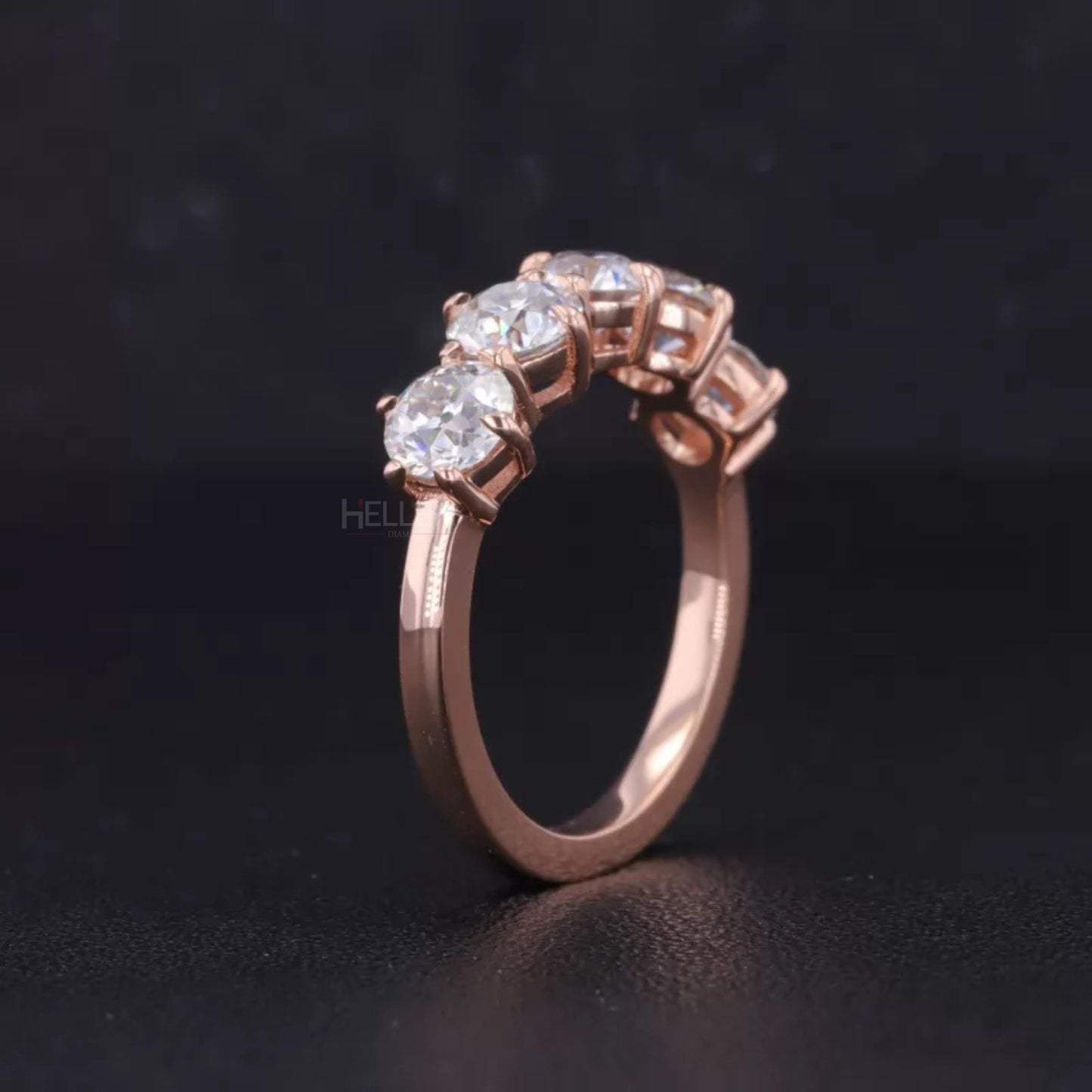 Five stone Round Cut Moissanite Wedding Band