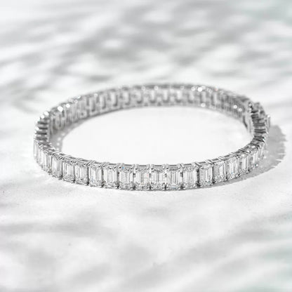Emerald Cut Moissanite Essential Tennis Bracelet - 925 Sterling