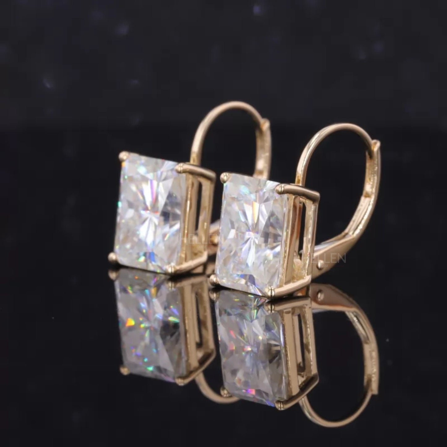 Luxury Moissanite Hoop Earrings - Radiant Cut Sparkle