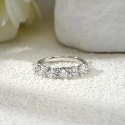 Round Cut  Moissanite Half Eternity Band-Sterling 925
