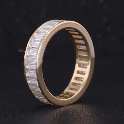 Baguette Cut Moissanite Channel Setting Full Eternity Band