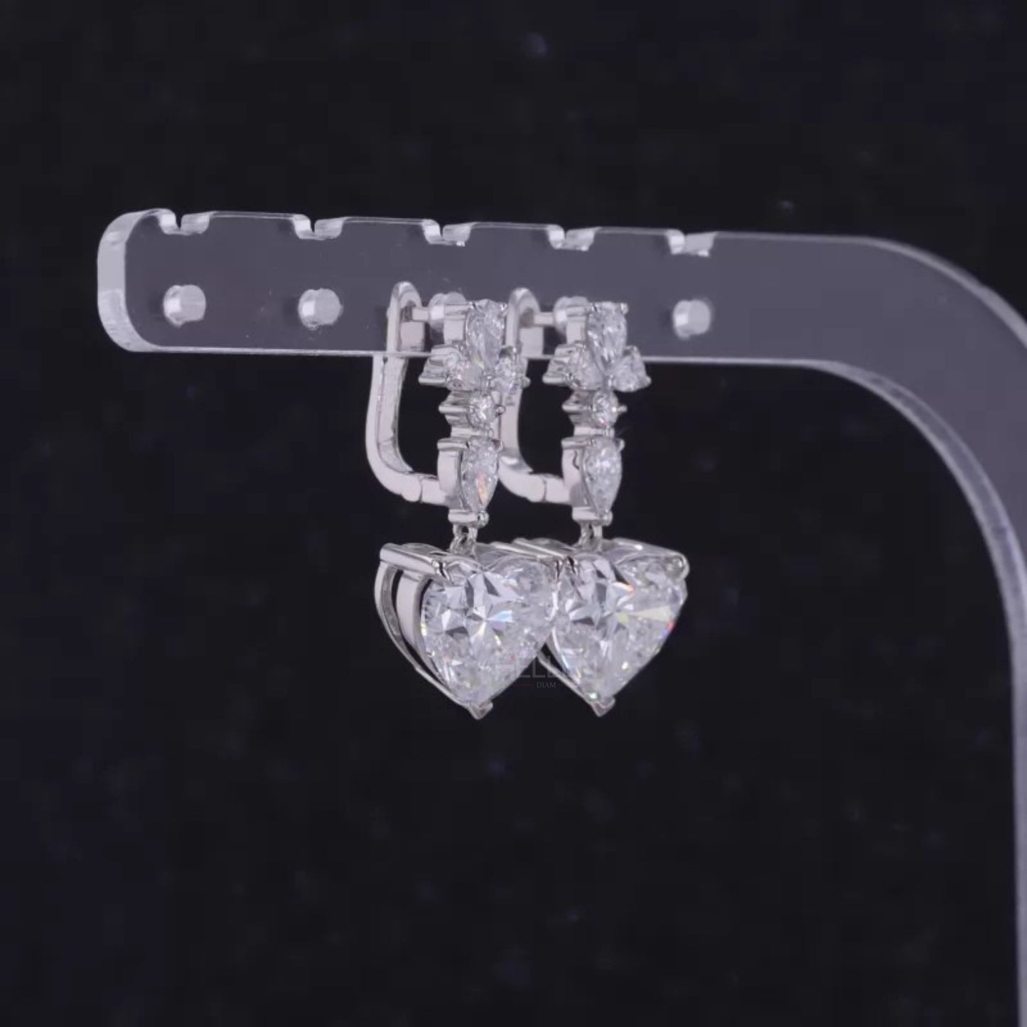 Heart Cut Moissanite Drop Earrings - Elegant Sterling Silver Dangle Earrings