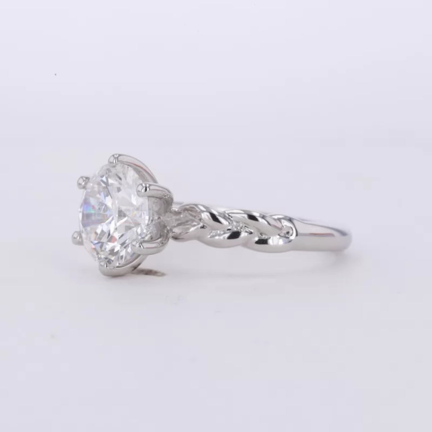 Twisted Shank Round Cut Moissanite Solitaire Engagement Ring
