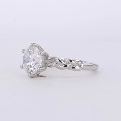 Twisted Shank Round Cut Moissanite Solitaire Engagement Ring