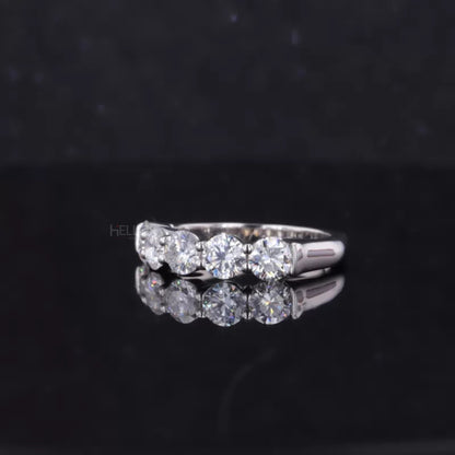 Brilliant Round Cut Five Stone Moissanite Wedding Band