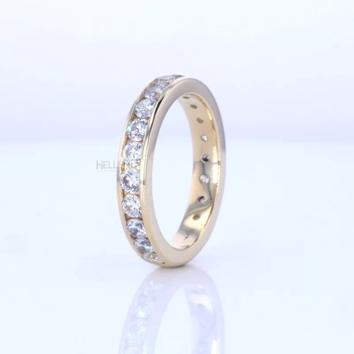 Round Cut Moissanite Channel Setting Full Eternity Wedding Band