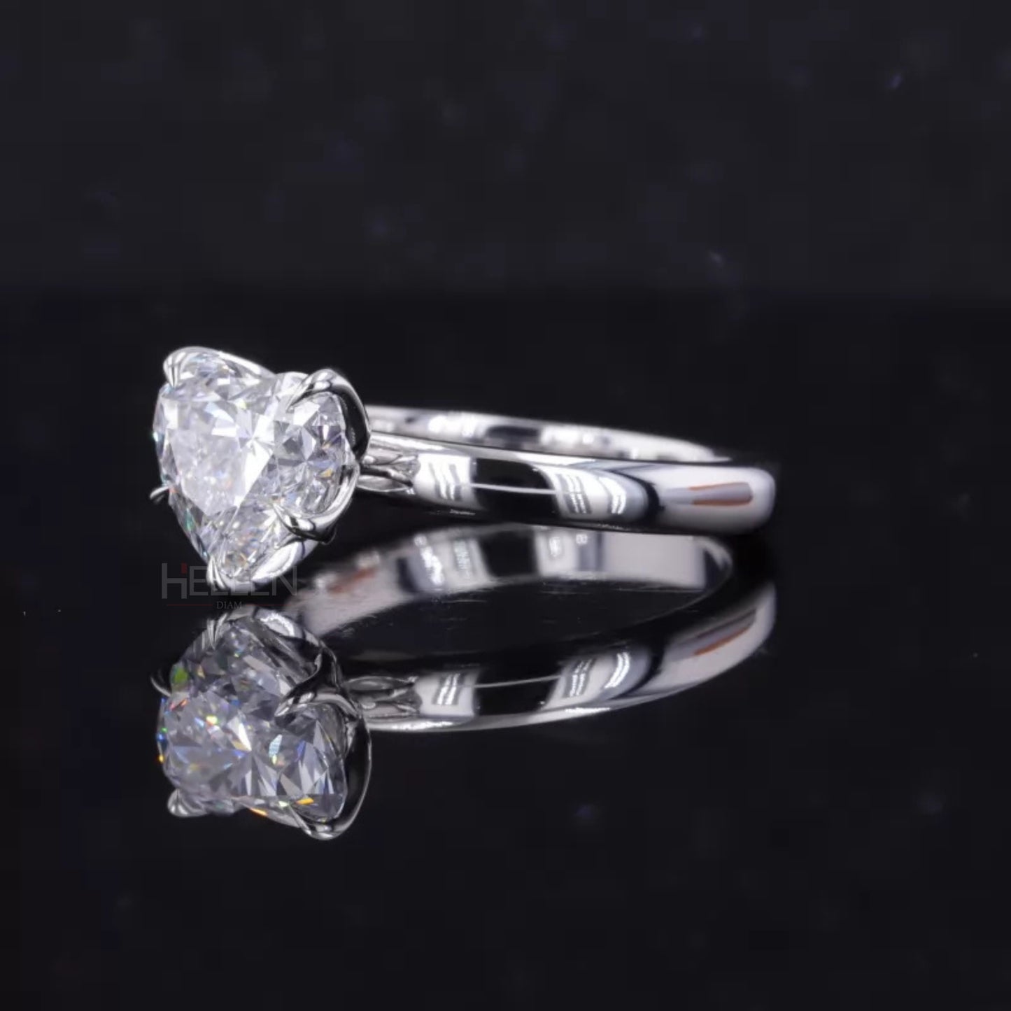 Heart Cut Solitaire Moissanite Engagement Ring in Sterling 925 Silver