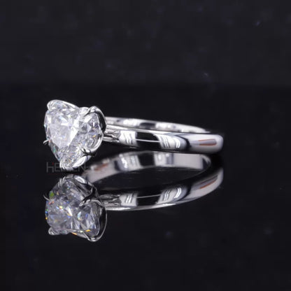 Heart Cut Solitaire Moissanite Engagement Ring in Sterling 925 Silver