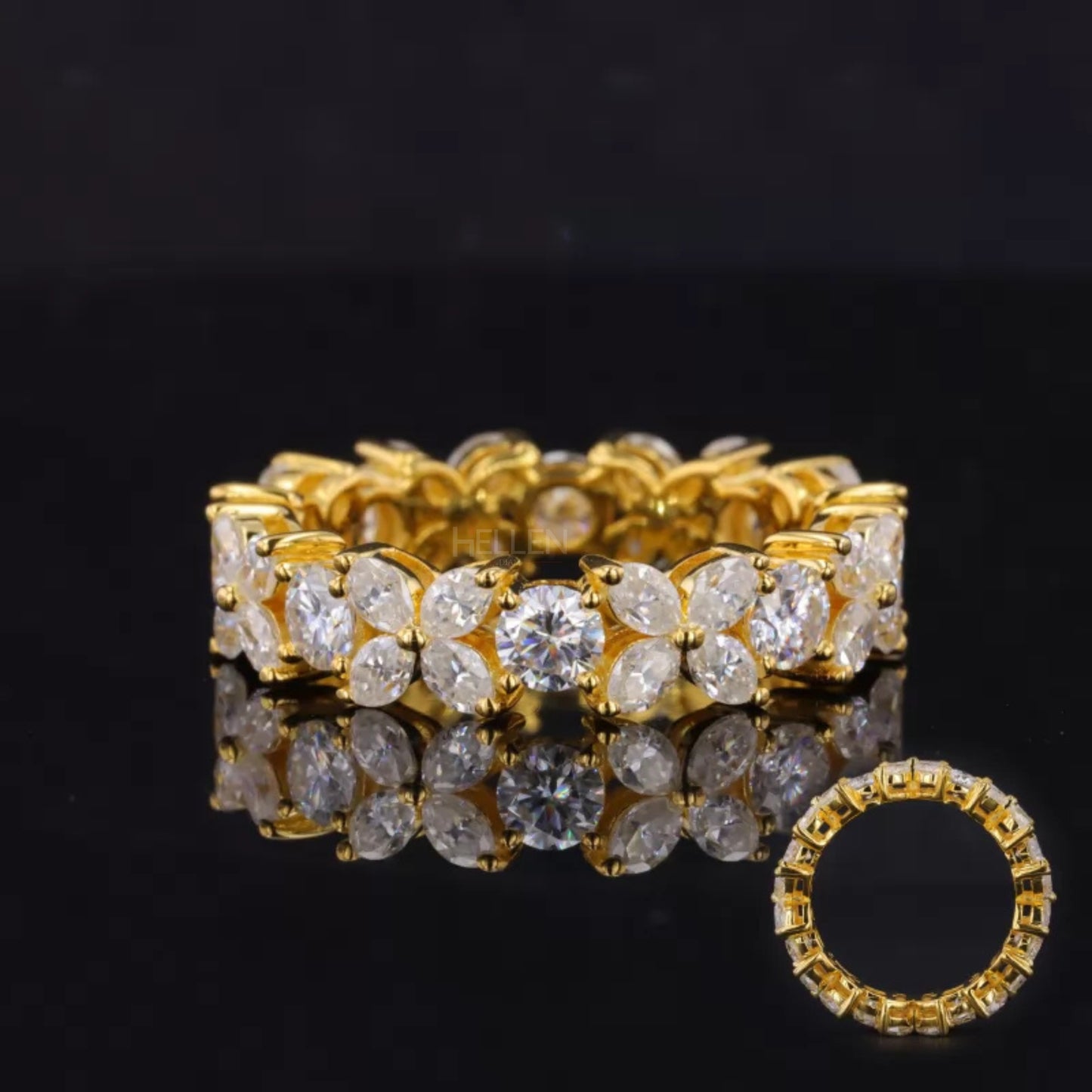 Marquise & Round Moissanite XO Eternity Wedding Band