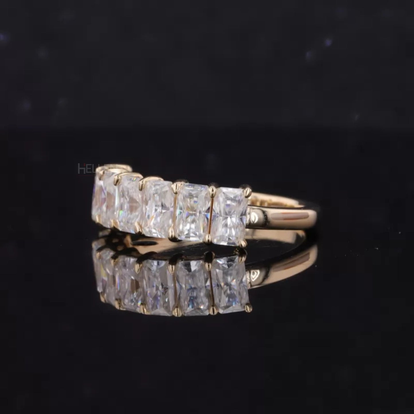 Radiant Cut Colorless Moissanite Sterling 925 Anniversary Band
