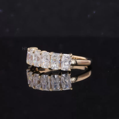 Radiant Cut Colorless Moissanite Sterling 925 Anniversary Band