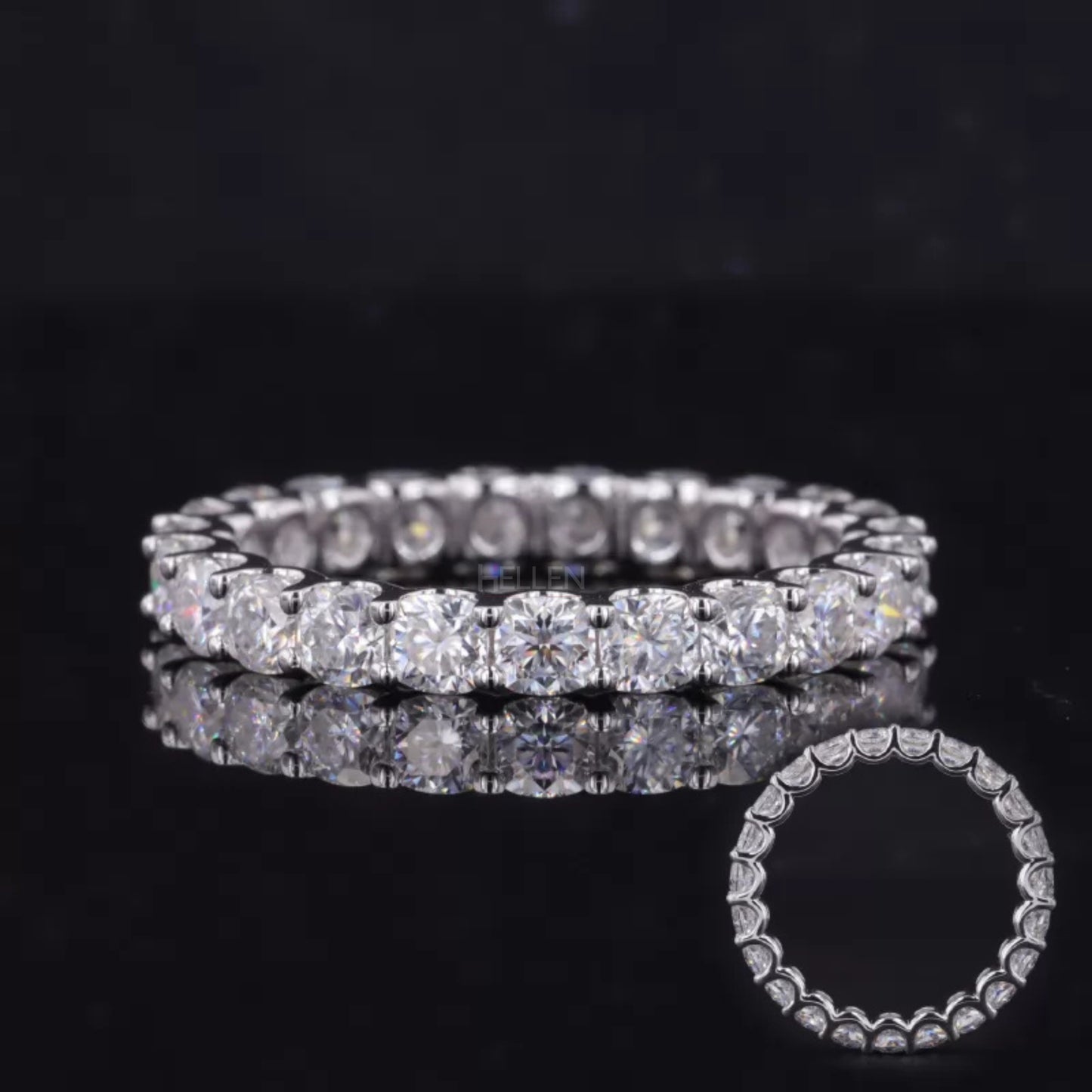 Cushion Cut VVS Moissanite Full Eternity Wedding Band