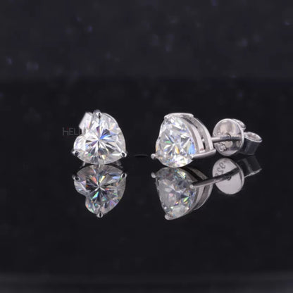 Stunning Heart Cut VVS Moissanite Stud With 3 Prongs