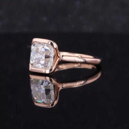Asscher Cut Moissanite  Solitaire Engagement Ring With Unique setting