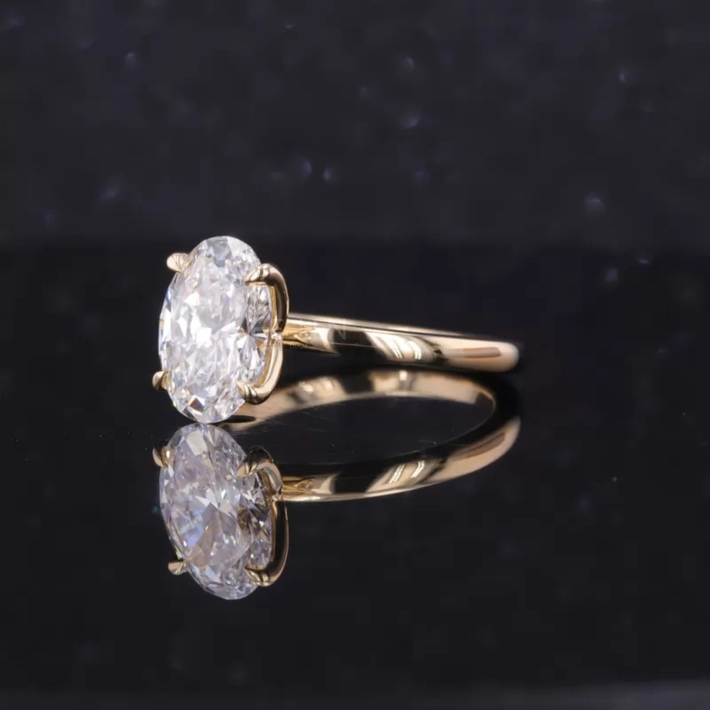 Tulip look Oval Cut Solitaire Moissanite Romantic Engagement Ring