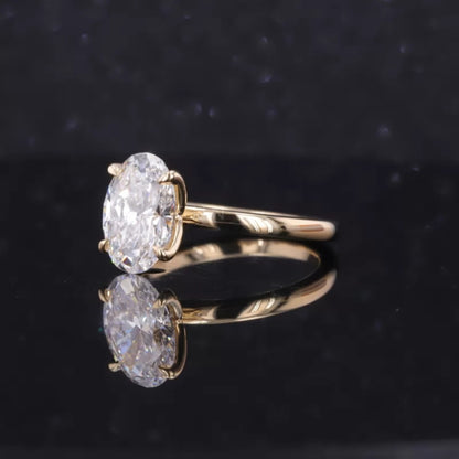 Tulip look Oval Cut Solitaire Moissanite Romantic Engagement Ring