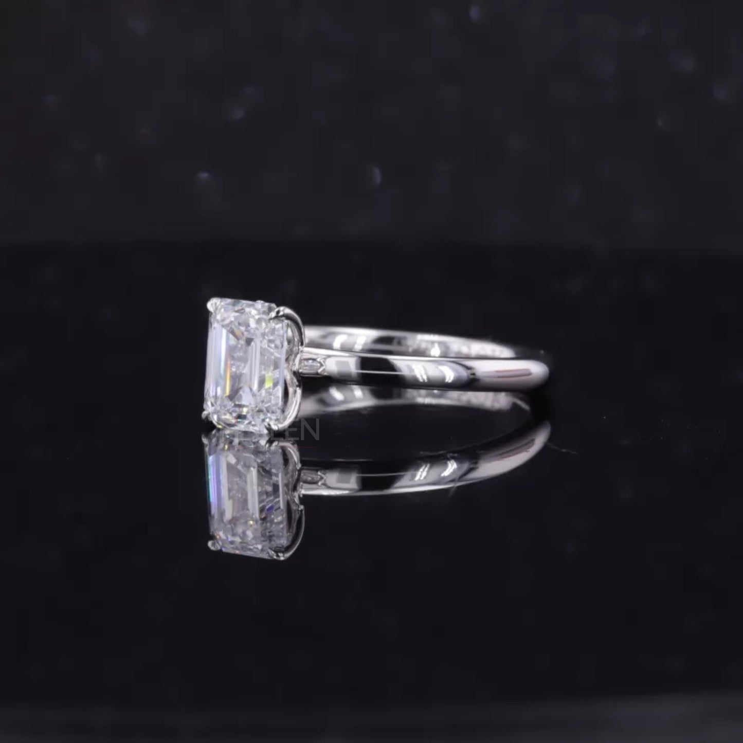 Emerald Cut Solitaire Moissanite Sterling 925 Engagement Ring