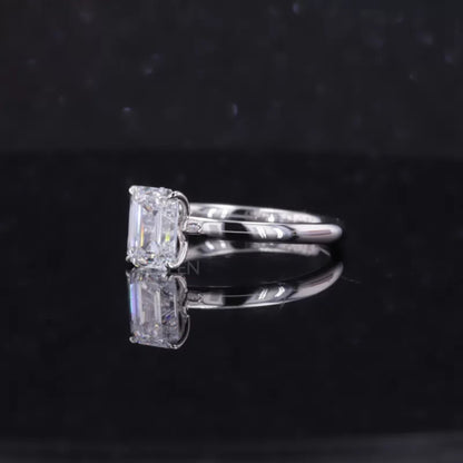 Emerald Cut Solitaire Moissanite Sterling 925 Engagement Ring