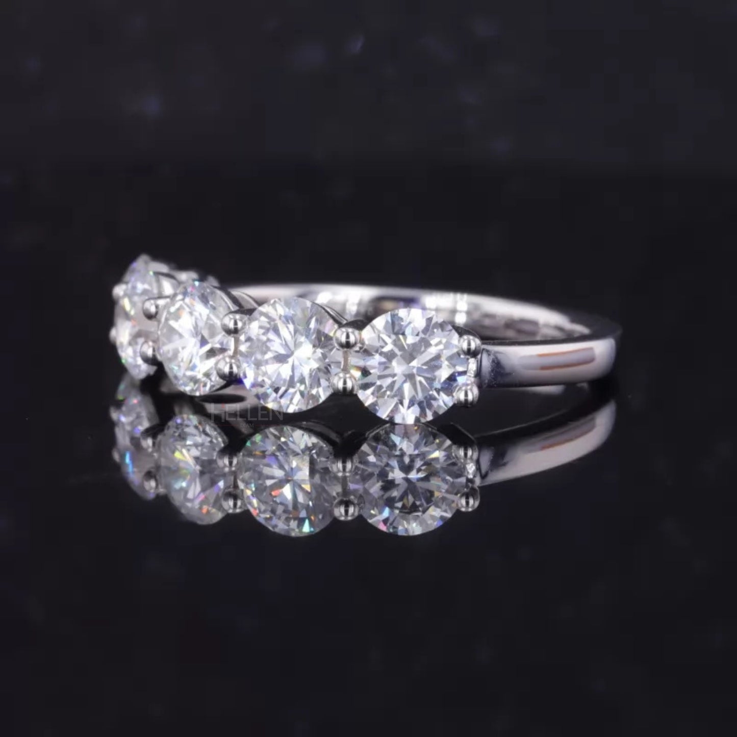 Five stone Round Cut Moissanite Anniversary Band