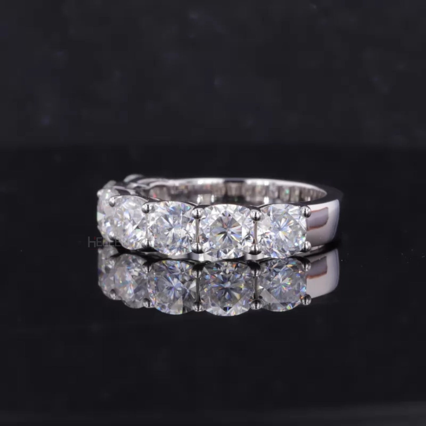 Round Cut Seven Stone Moissanite Wedding Band