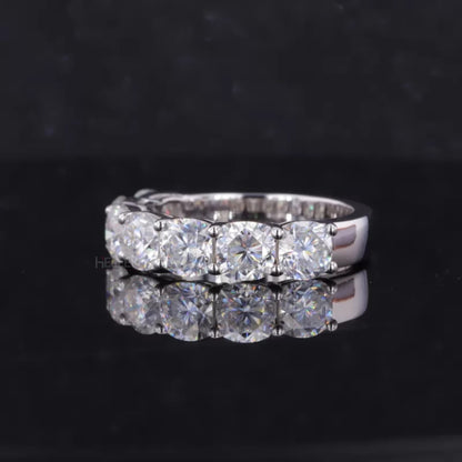 Round Cut Seven Stone Moissanite Wedding Band