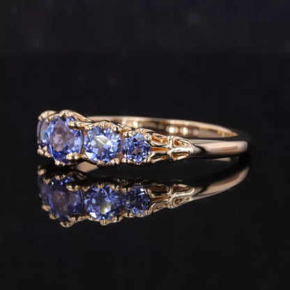 5 stone Purple Sapphire Gemstone Anniversary Ring